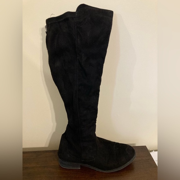 Wide-Calf Knee High Suede Boots - Picture 1 of 6